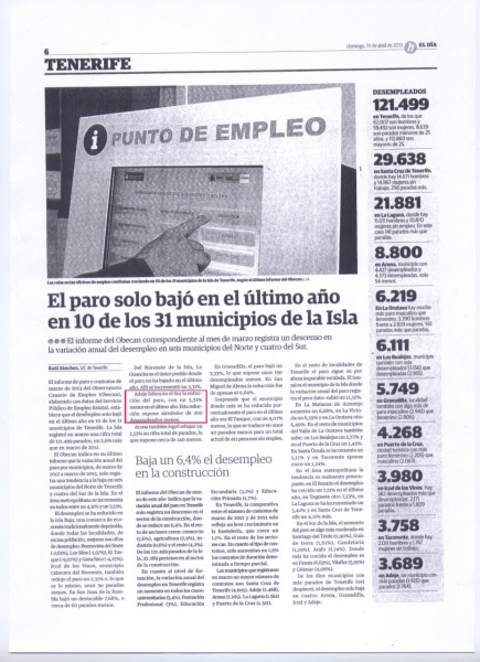  Adeje, entre los 10 municipios de la isla en los que baja el paro 