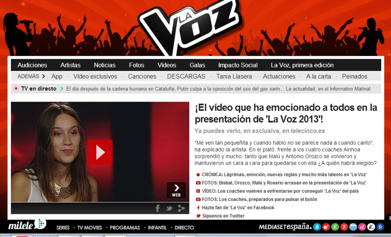 La página oficial de T5 presenta a Ainoha