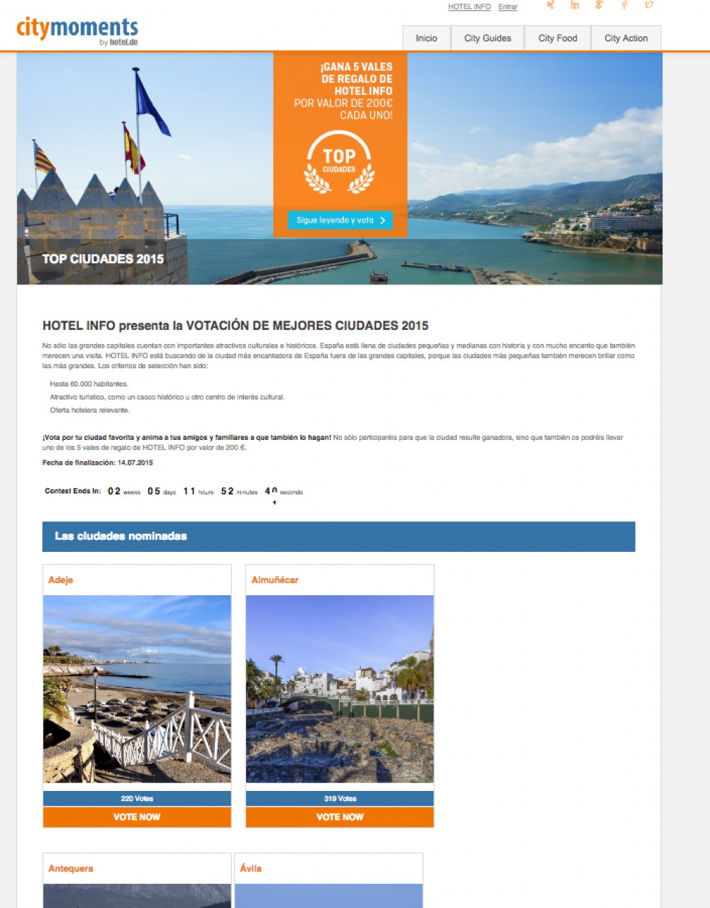 Imagen del portal web promotor del concurso