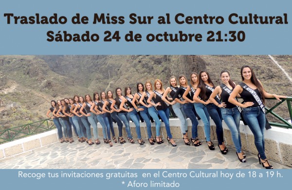 COMUNICADO: Miss Sur se traslada al Centro Cultural por previsión de lluvia
