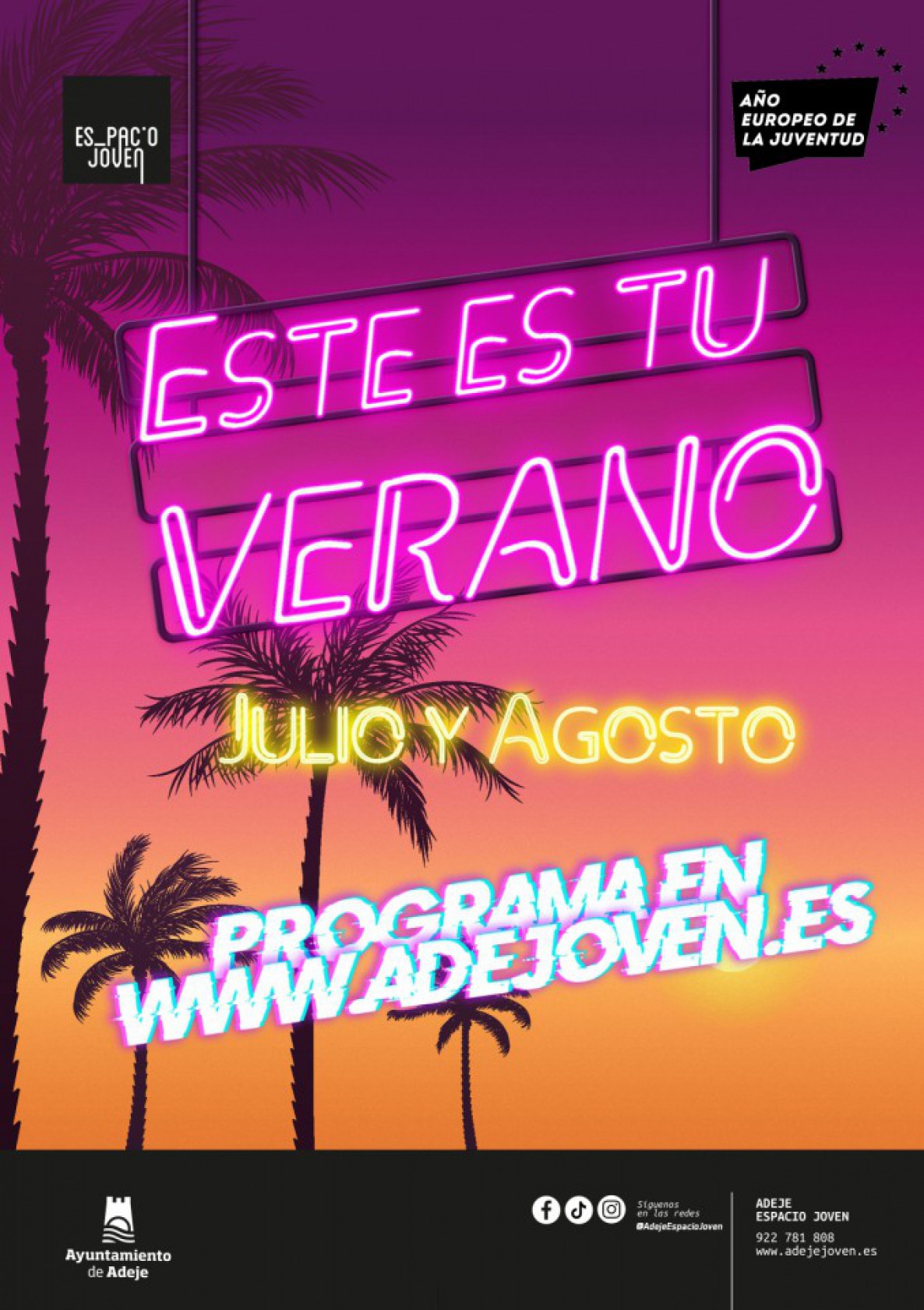 Este es tu verano. La concejalía de juventud adejera llevará a cabo un programa de actividades veraniega