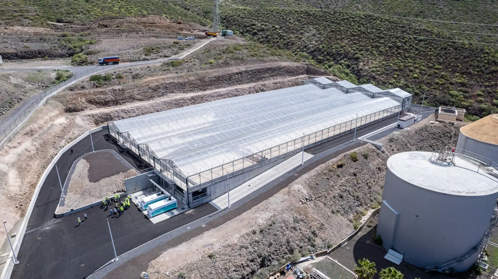 La planta de secado solar de fangos de la EDAR Adeje-Arona